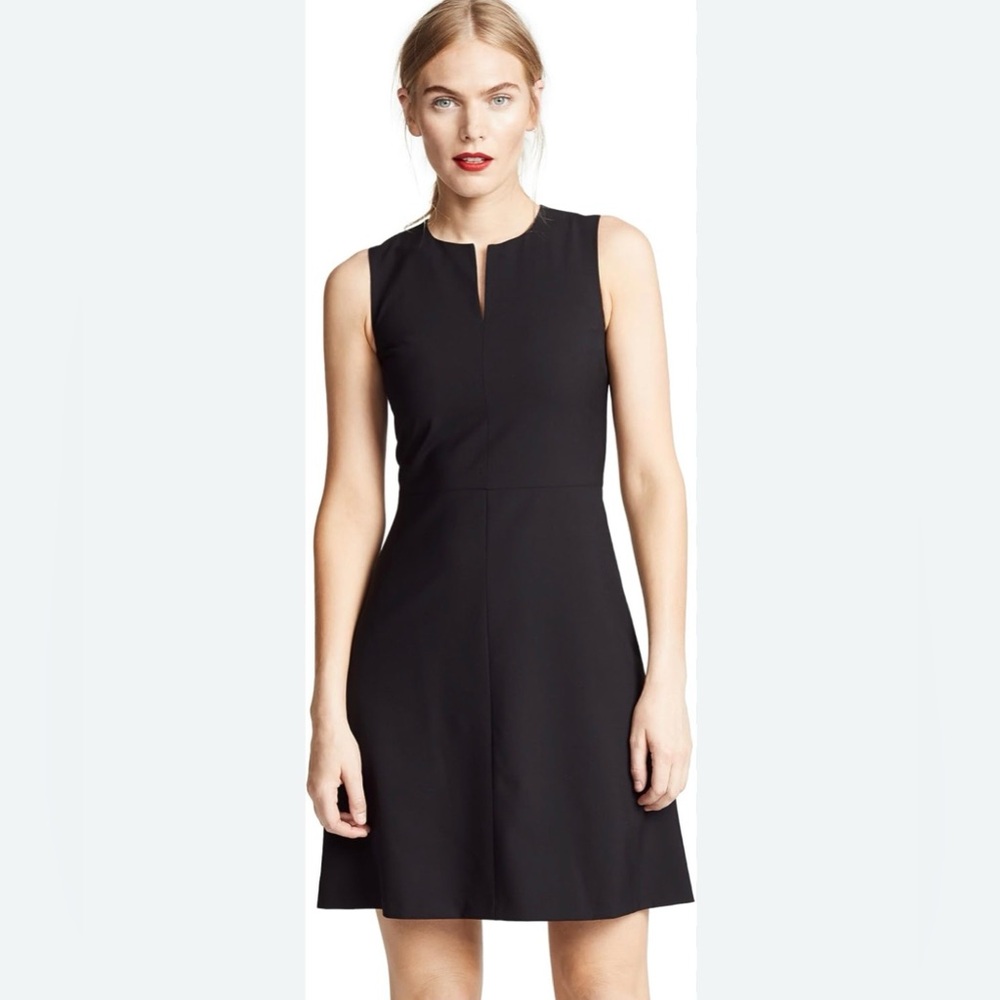 Theory Miyani Sevona Black Virgin Wool Blend A-Line Dress Size 4